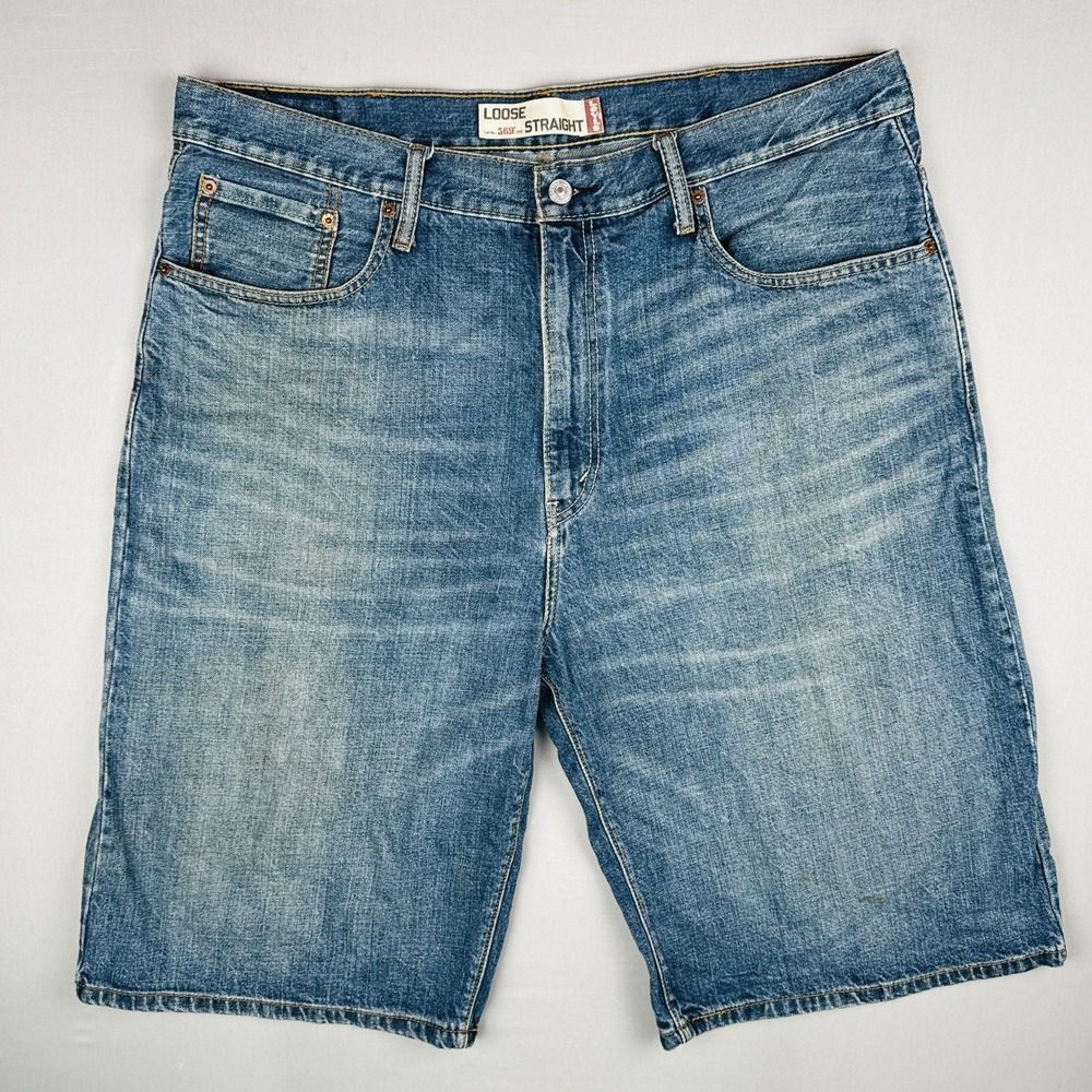 Levi's 569 Loose Straight‎ Denim Shorts 40 Blue Medium Wash Jean Shorts